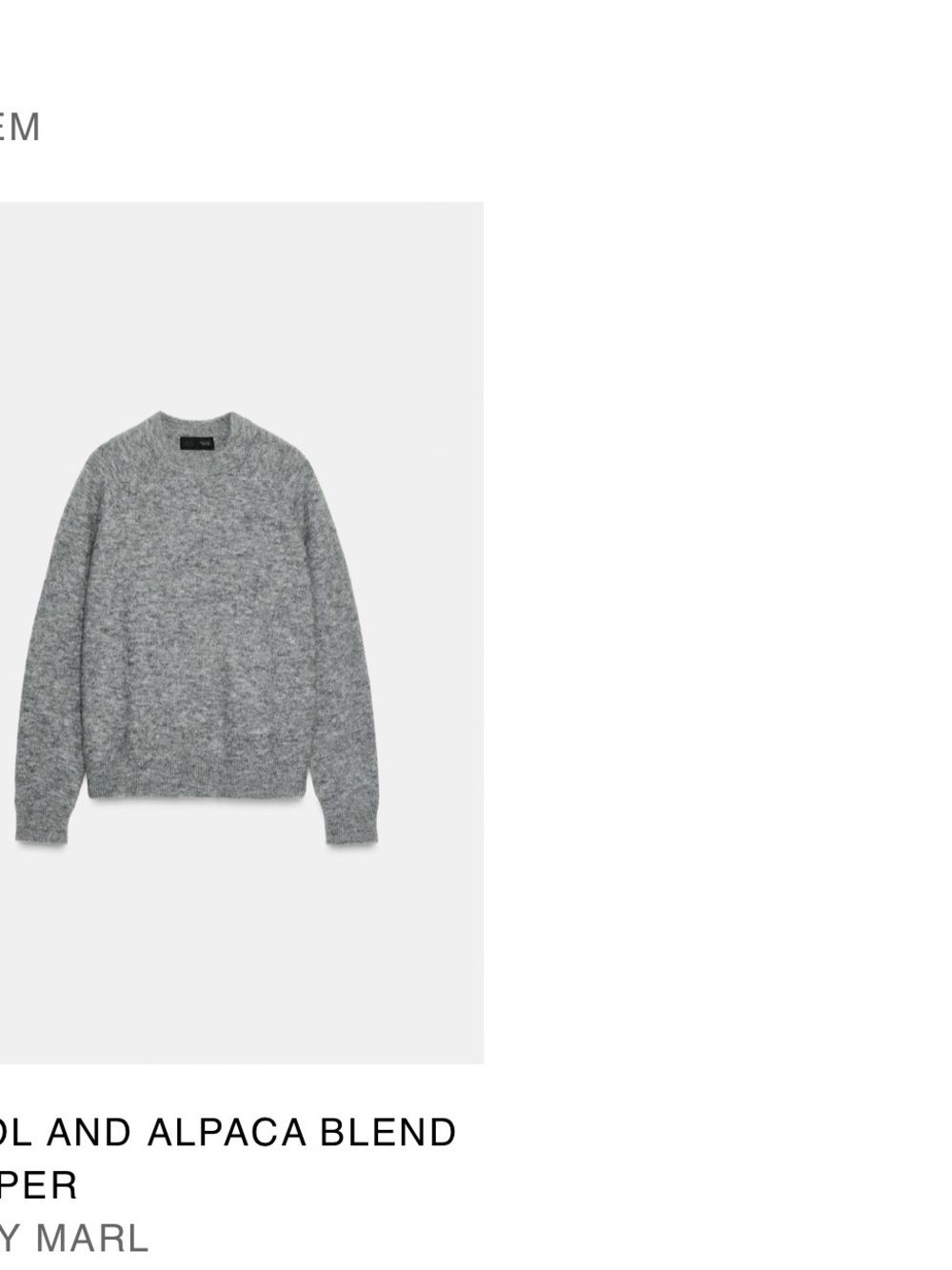 Zara Grey Marl Crewneck Sweater